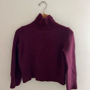Halston Women's Burgundy Turtleneck Sweater Merino Wool